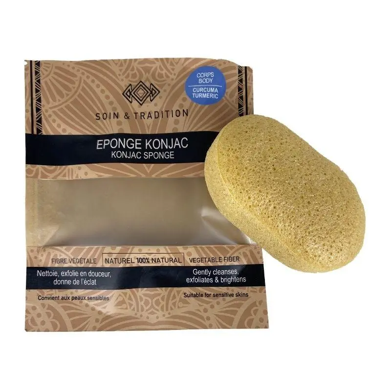 Éponge Konjac Corps Curcuma - Soin & Tradition